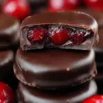 Dark chocolate cranberry bites in a bowl, gourmet snack idea