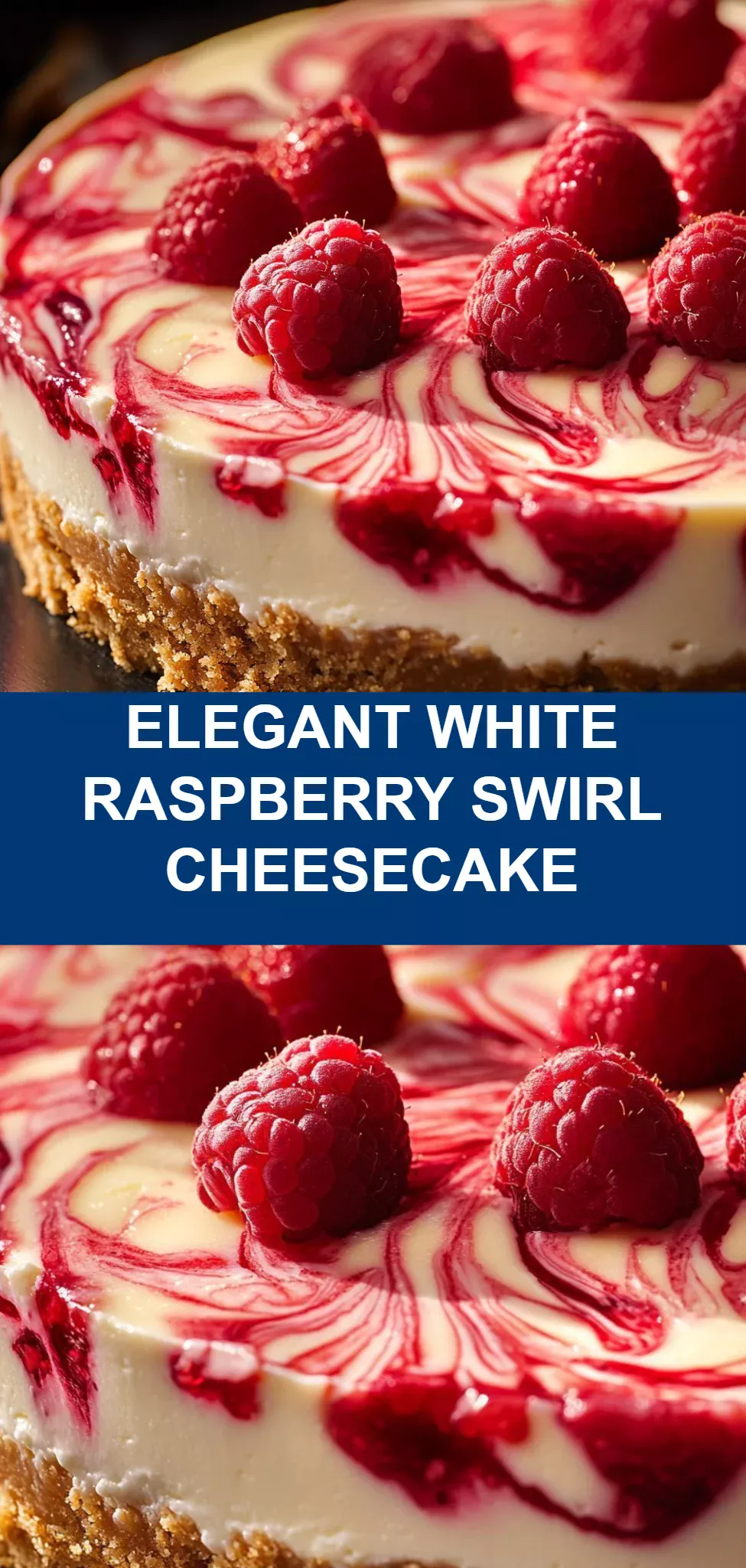 Elegant White Raspberry Swirl Cheesecake
