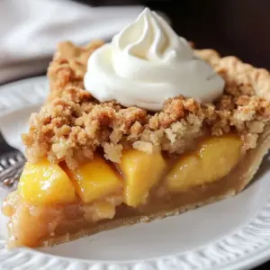 Freshly baked peach pie with juicy peaches and a golden crust