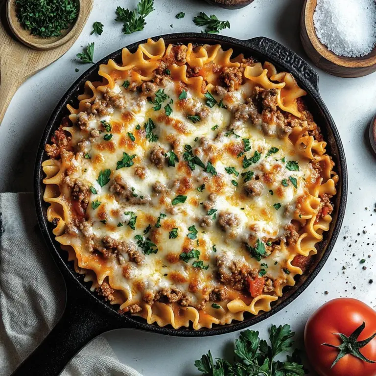 Lombardi Beef Bake ready to serve with melty cheese and savory toppings