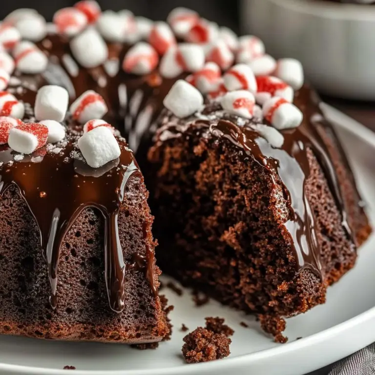 Minty Hot Chocolate Cake with rich chocolate frosting and mint leaves