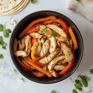 Delicious one-pan chicken fajitas with colorful peppers and spices