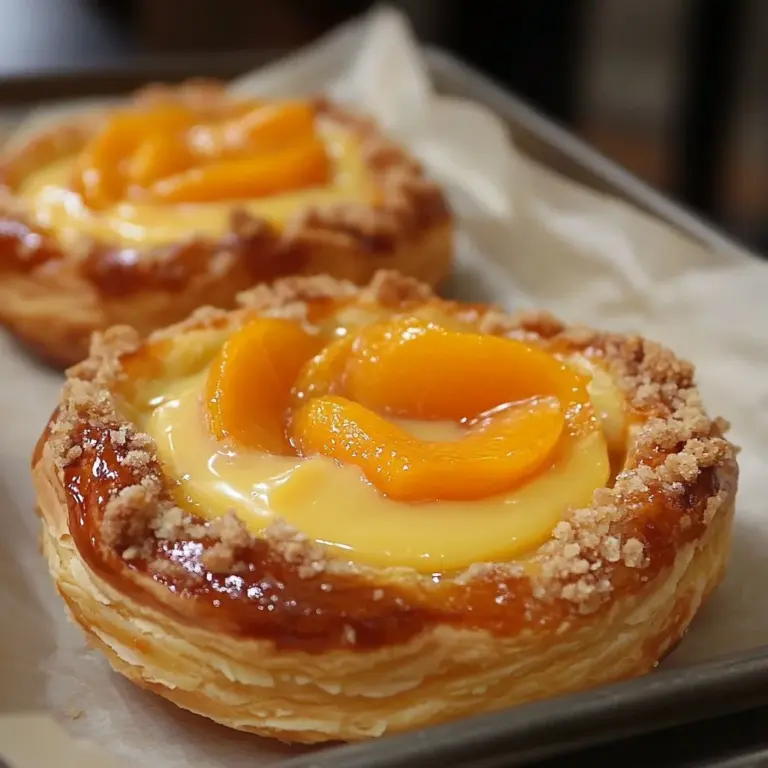 Delicious Peach-Brioche bread fresh from the oven with juicy peach slices.