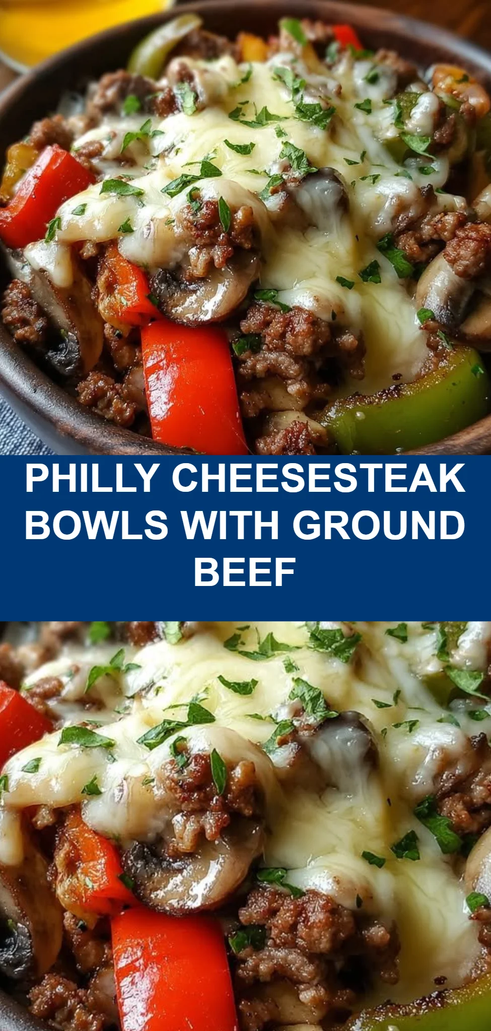 Philly Cheesesteak Bowls with Ground Beef
