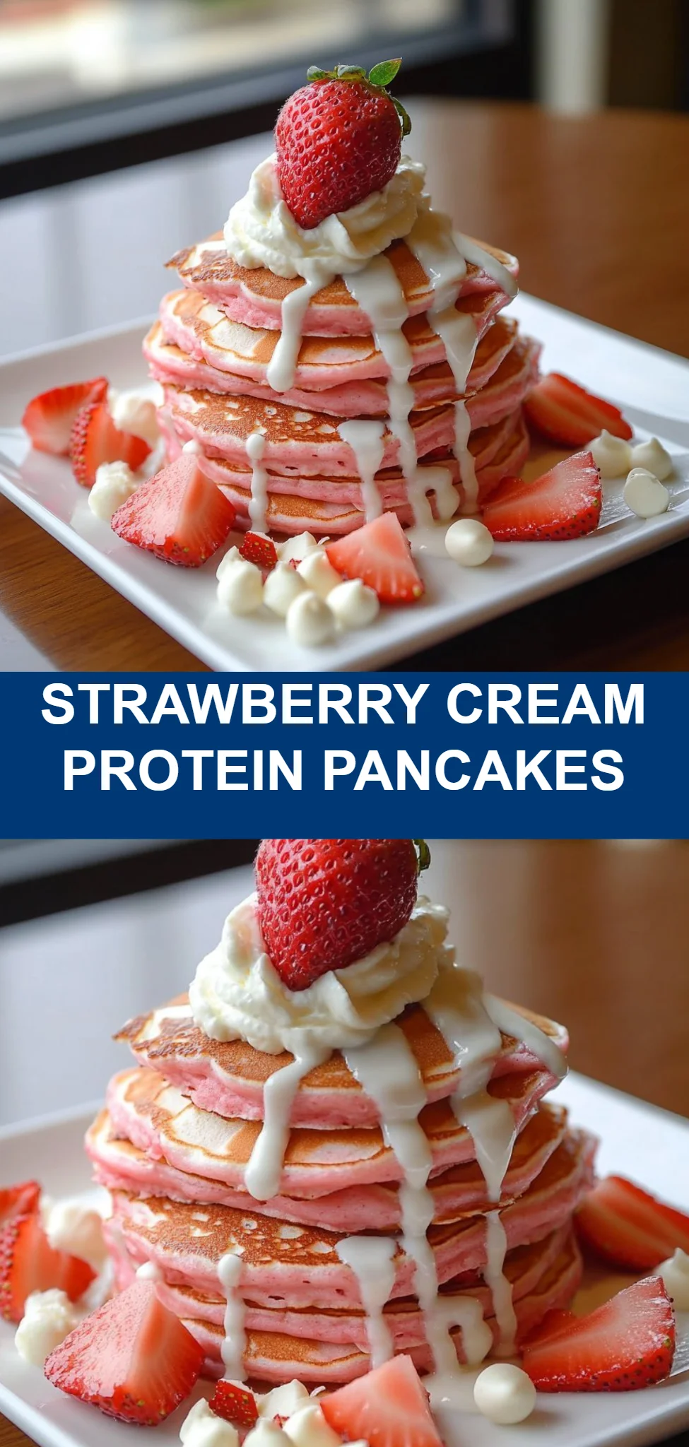 Strawberry Cream Protein Pancakes