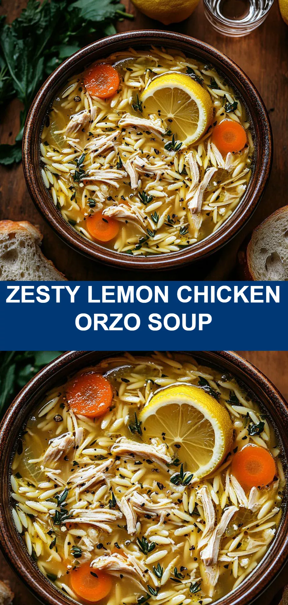 Zesty Lemon Chicken Orzo Soup