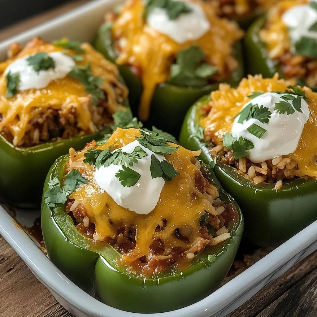 Delicious air fryer stuffed peppers filled with rice and vegetables