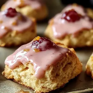 Freshly baked blood orange scones on a plate, garnished with citrus zest
