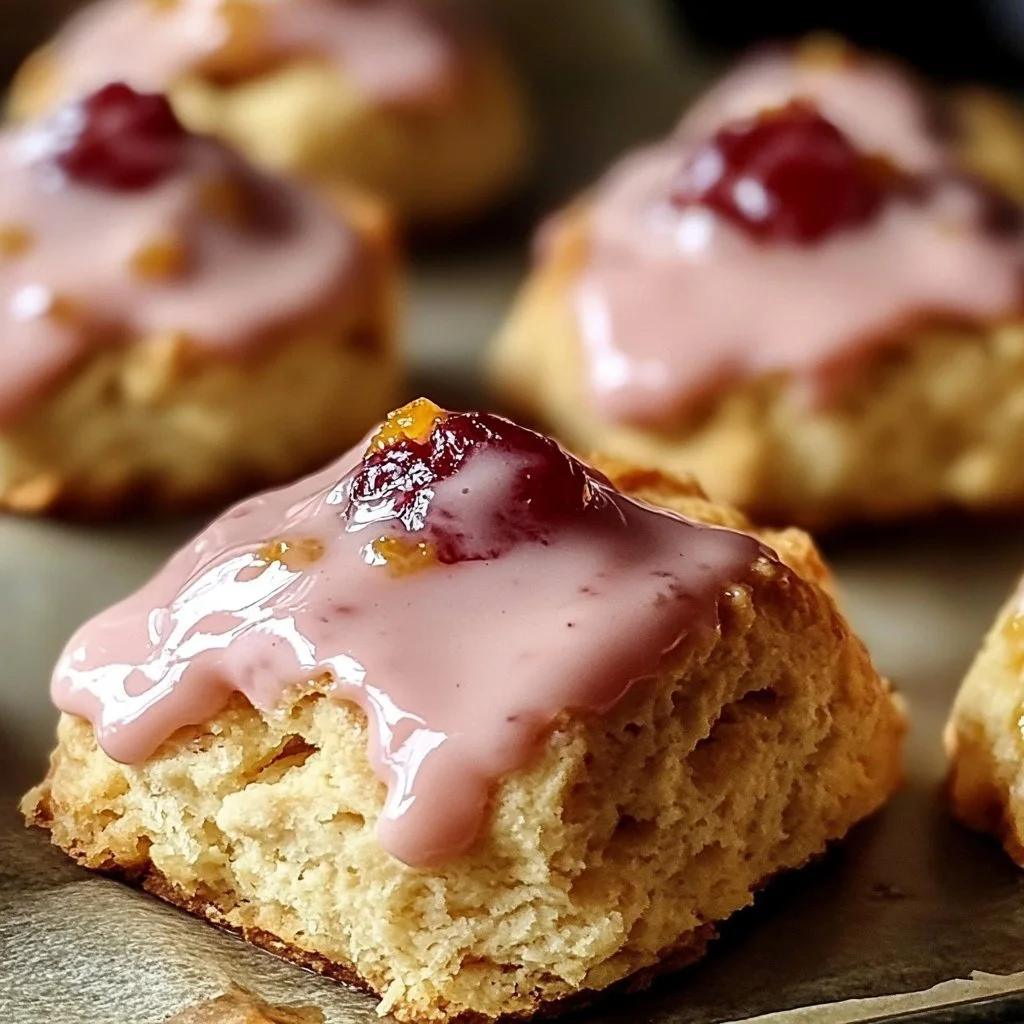 Freshly baked blood orange scones on a plate, garnished with citrus zest