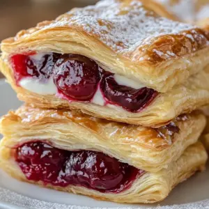 Braided Cherry Danish pastry with a flaky crust and cherry filling