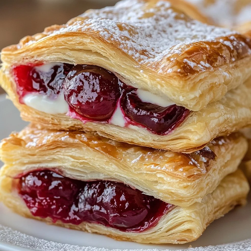 Braided Cherry Danish pastry with a flaky crust and cherry filling