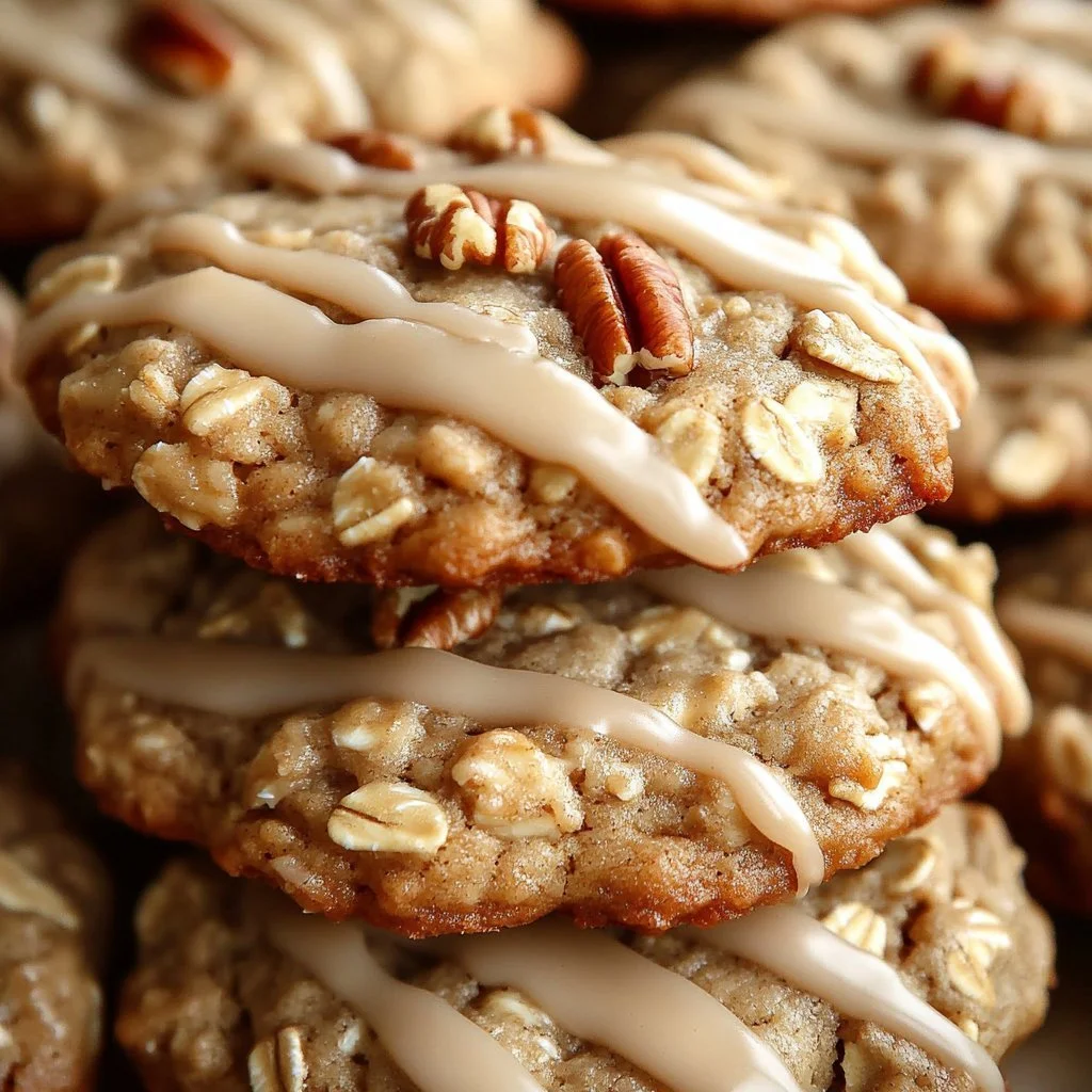Delicious chewy maple oat cookies on a wooden plate