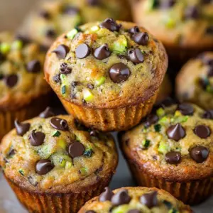 Delicious chocolate chip zucchini muffins fresh out of the oven