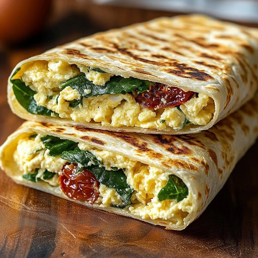 Delicious Spinach Egg White Feta Wrap ready to eat
