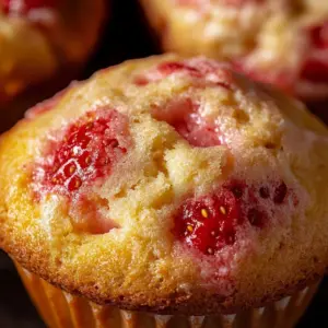Delicious cream cheese strawberry muffins baked to perfection