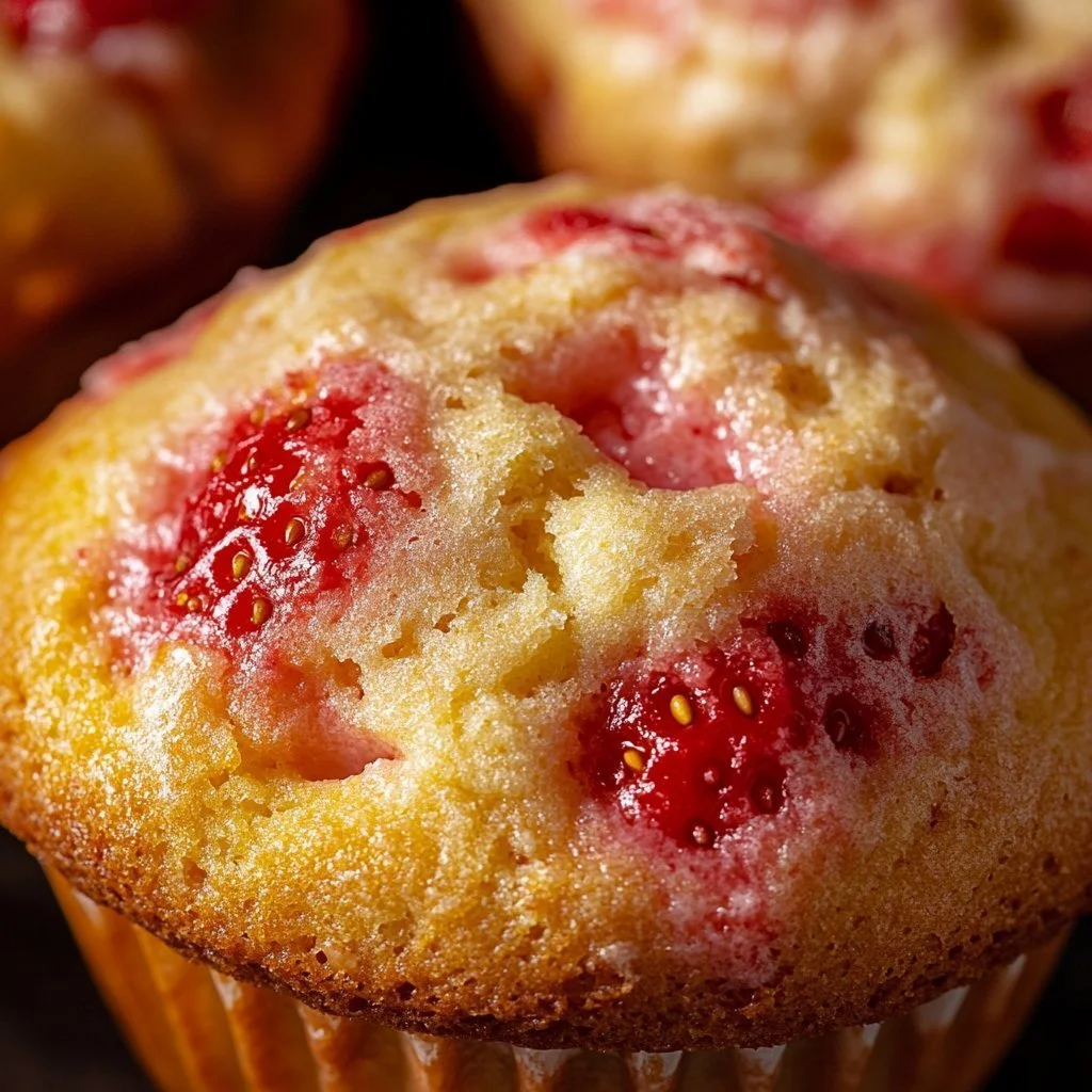 Delicious cream cheese strawberry muffins baked to perfection