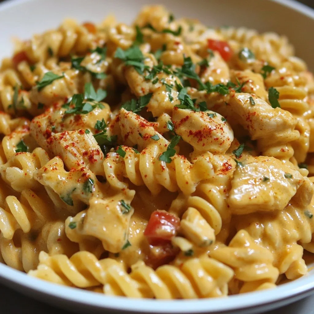 Creamy Tomato Chicken Pasta served in a bowl with fresh herbs