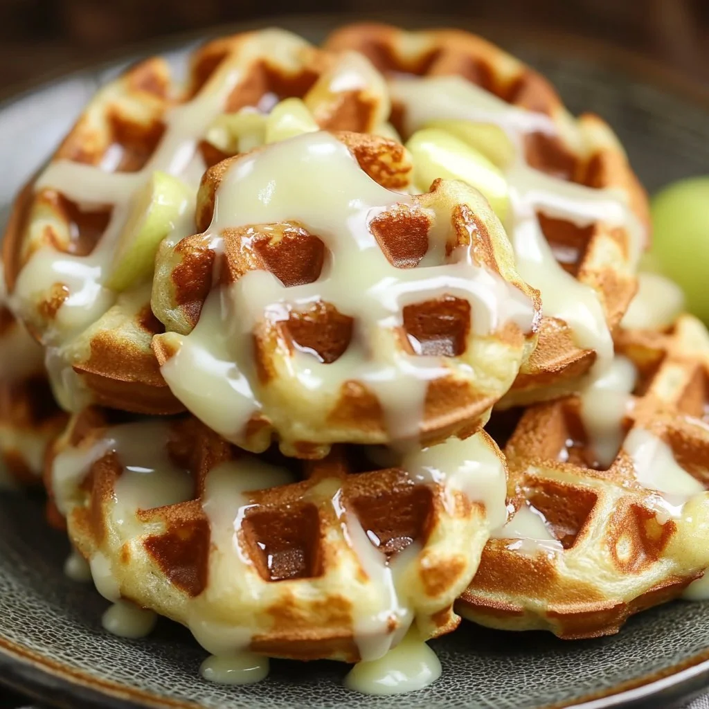 Crispy apple fritter waffle donuts ready to be enjoyed