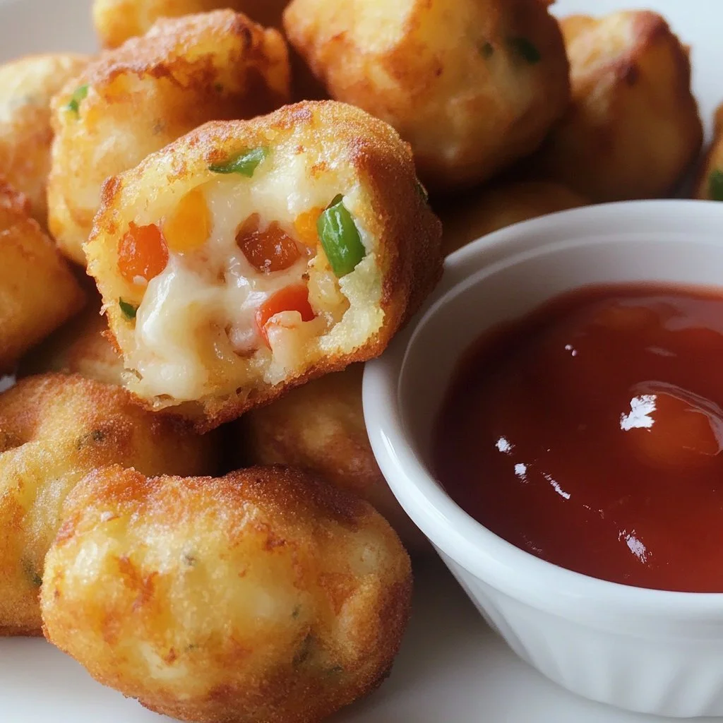 Delicious crispy fried pizza bites served on a plate