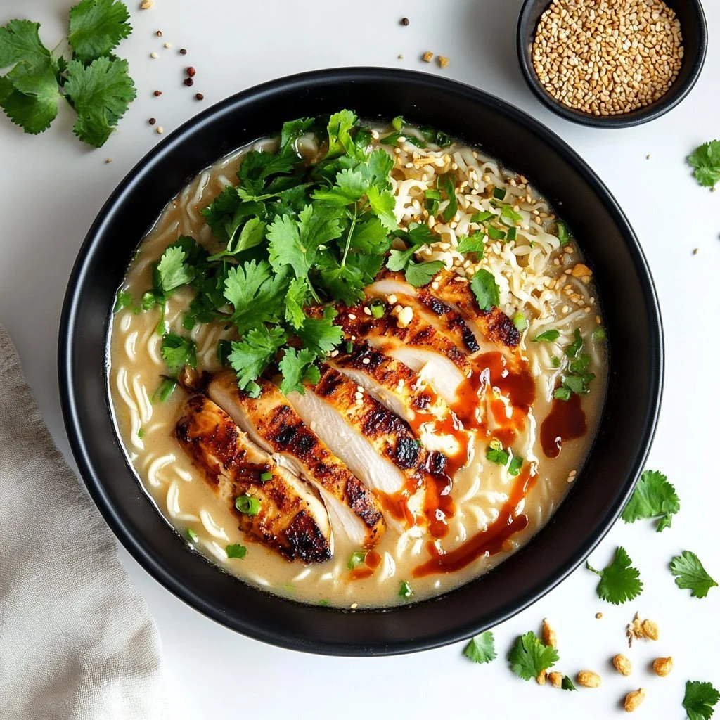 Delicious date night chicken ramen served in a stylish bowl with toppings.