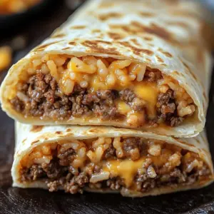 Melty grilled cheese burrito filled with gooey cheese and savory ingredients.