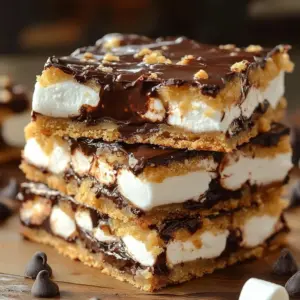 No-Bake S'mores Bars with chocolate and marshmallows