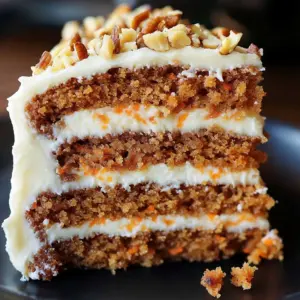 Slice of moist Pineapple Carrot Cake with pineapple chunks and shredded carrots