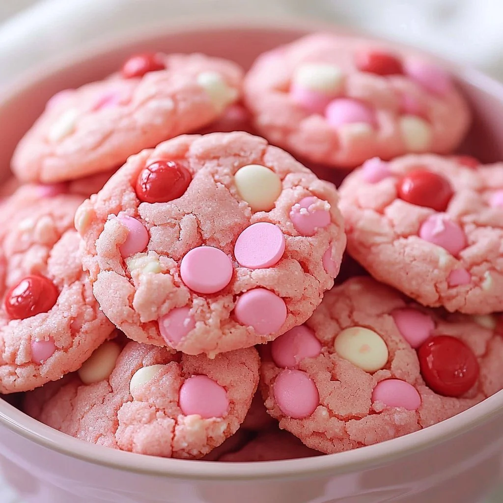 Delicious pink strawberry sugar cookies decorated with vibrant icing.