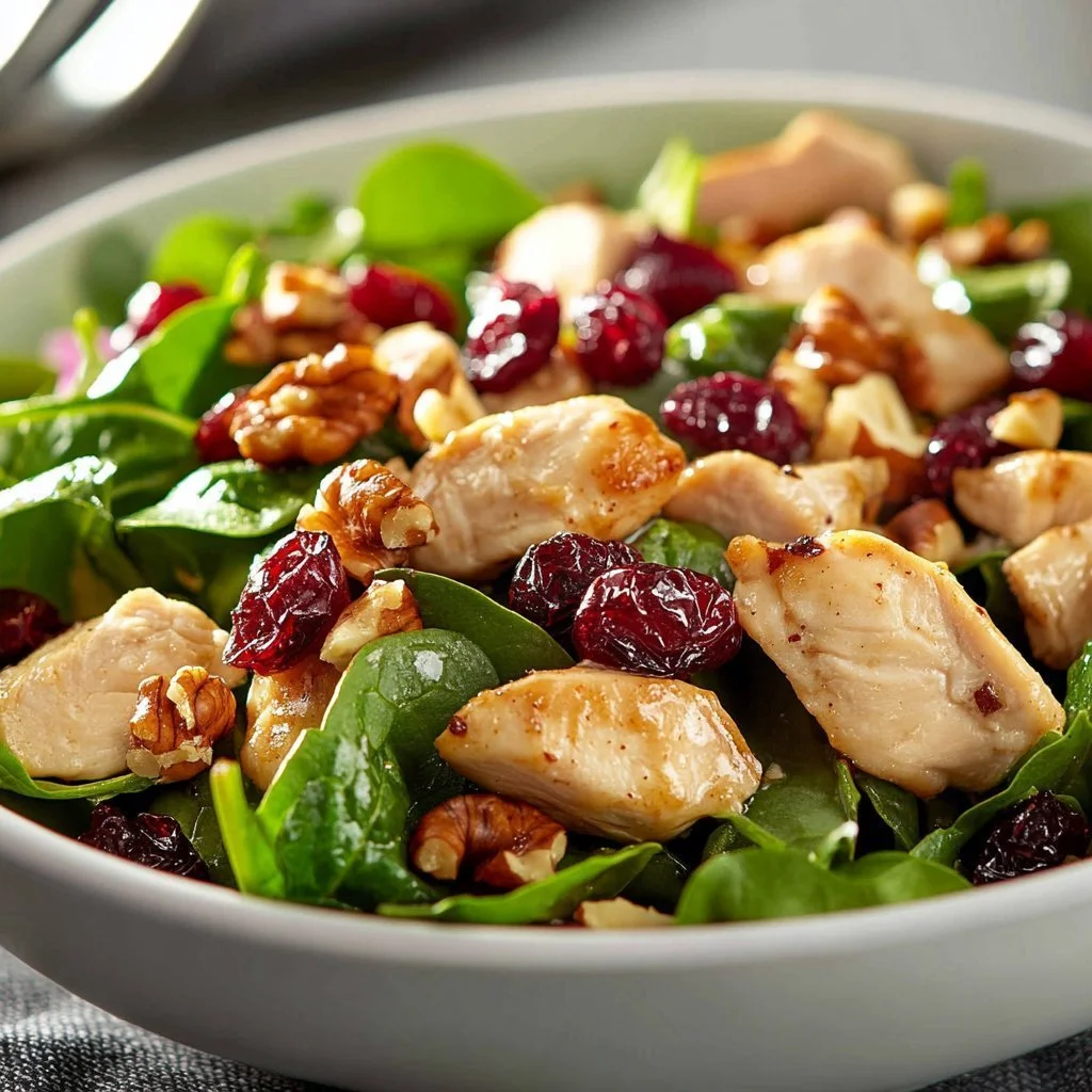 Quick Asian Chicken Cranberry Salad prepared with fresh ingredients