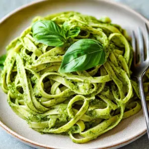 Quick spinach pasta sauce served over spaghetti with fresh herbs.