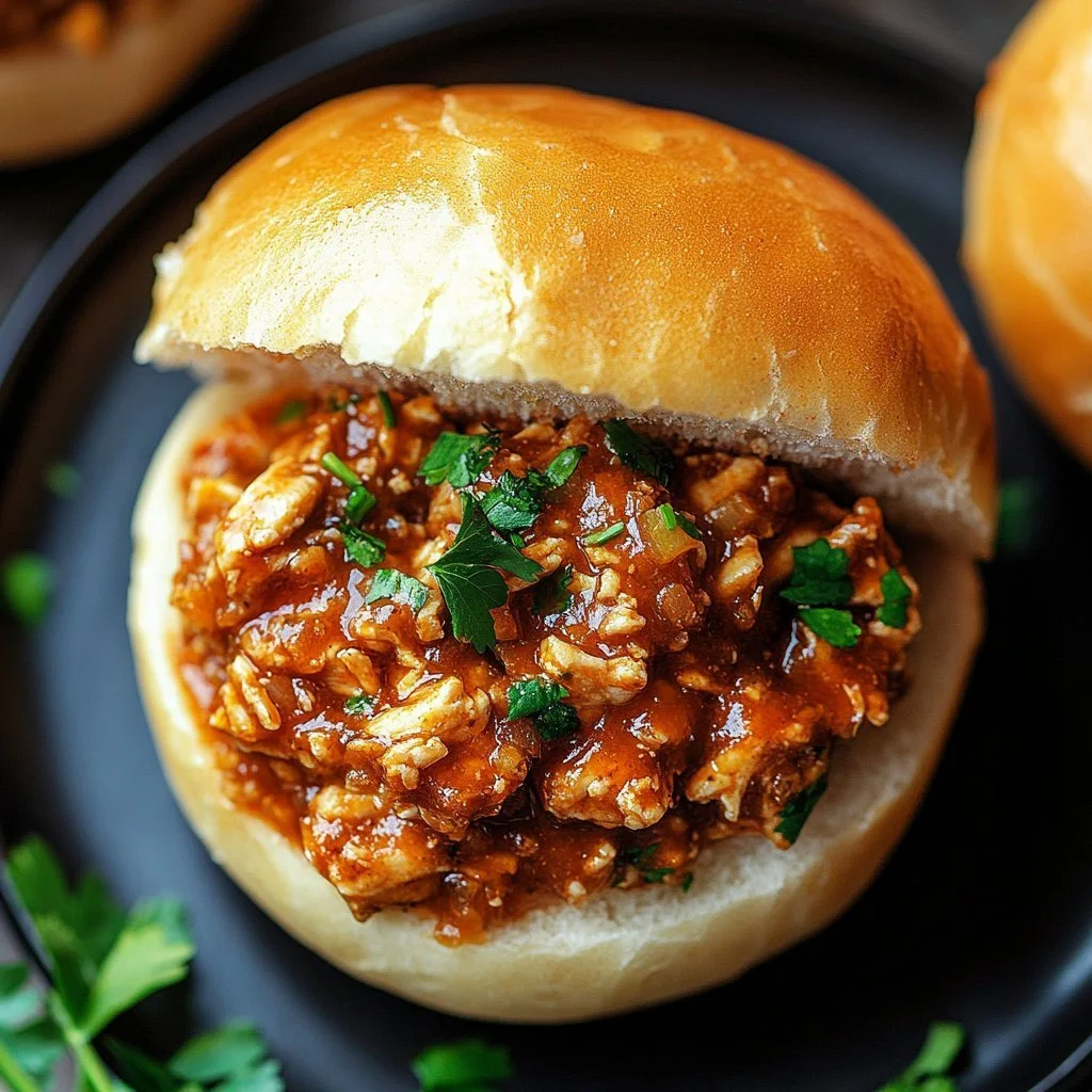 Spicy Cajun Chicken Sloppy Joes served on a plate