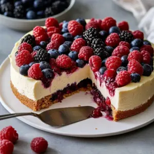 Delicious Sweet Sunshine Berry Cake topped with fresh berries