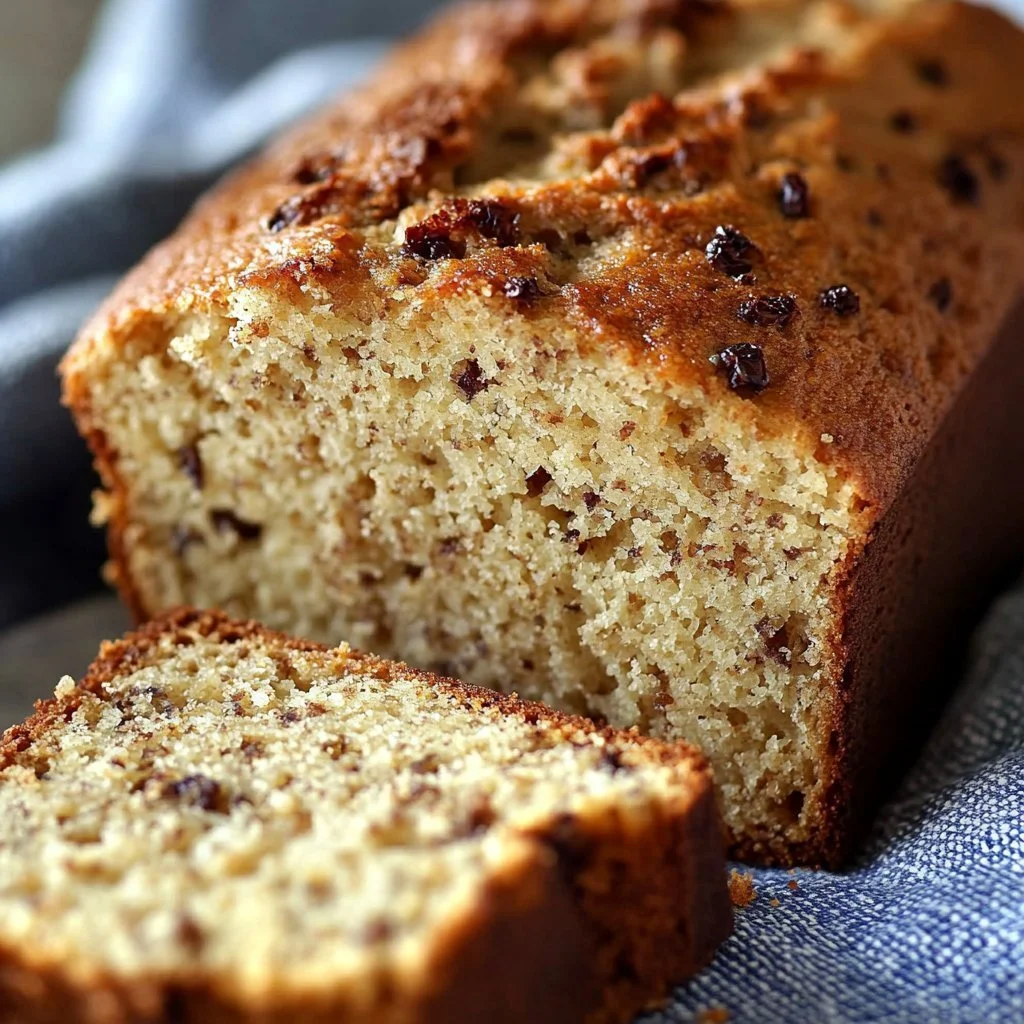 Deliciously baked banana bread loaf fresh out of the oven.