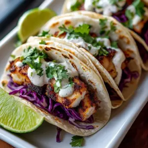 Zesty Lime Crema Fish Tacos with fresh ingredients and vibrant flavors